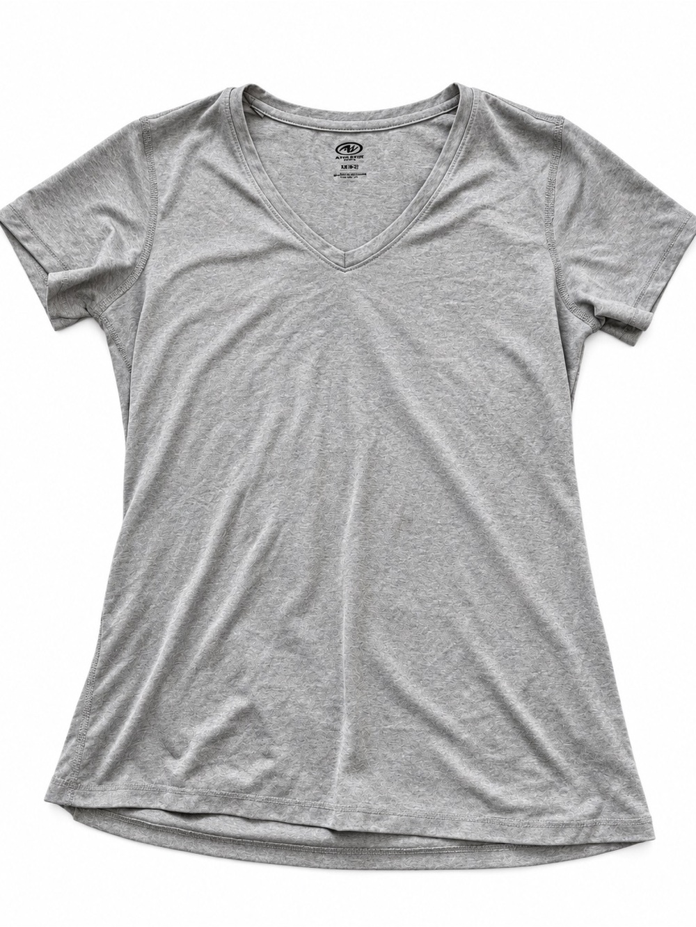 Athletic Works Gray V-Neck Short Sleeve Tee